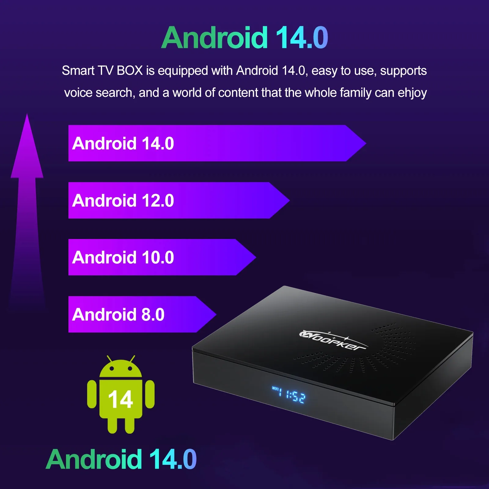 Woopker KW2 Android 14 TV Box  - Home Cinema Google ulasan dan harga