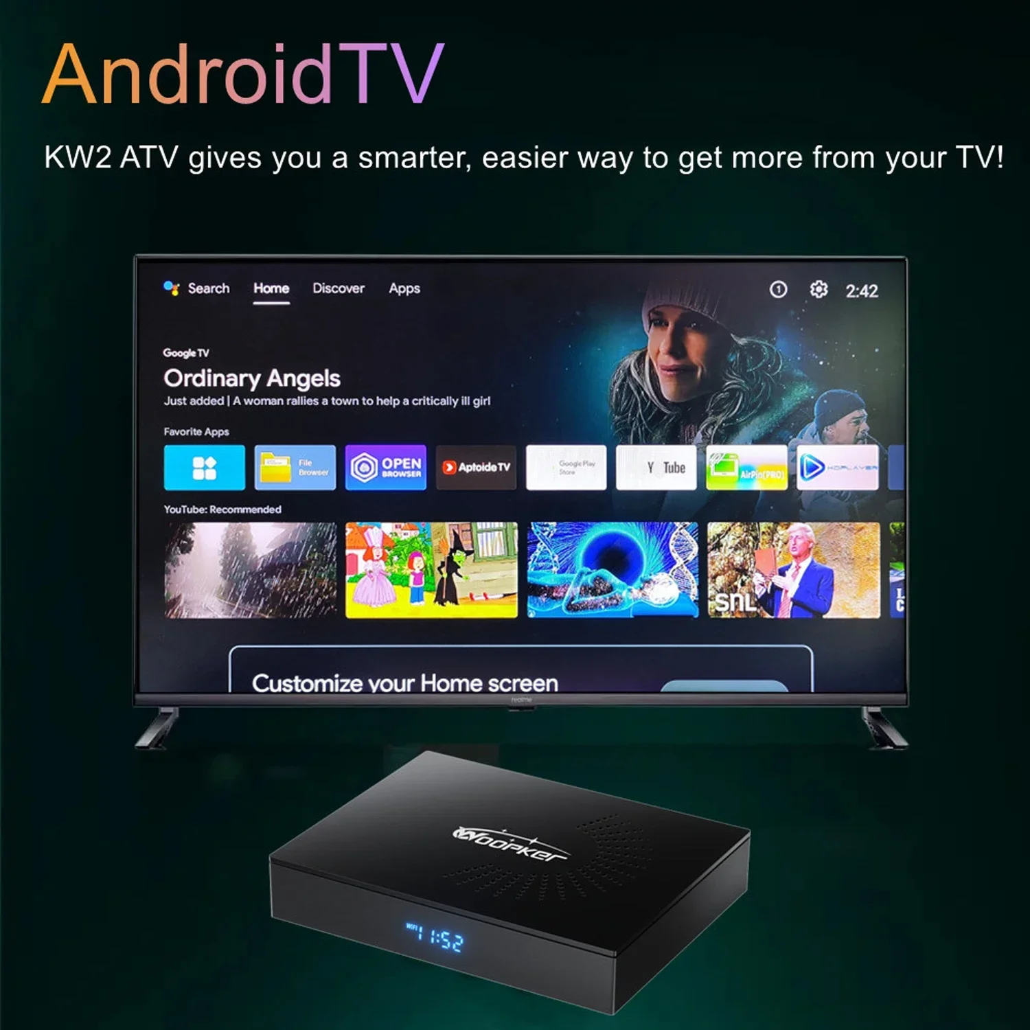Woopker KW2 Android 14 TV Box  - Home Cinema Google ulasan dan harga