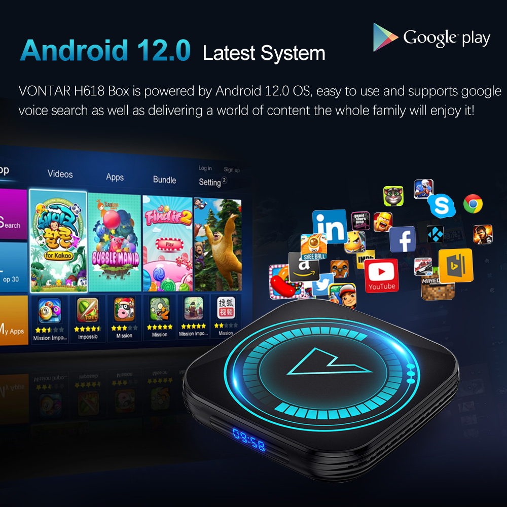 VONTAR TV Box Android 12, Set  - Home Cinema Google ulasan dan harga